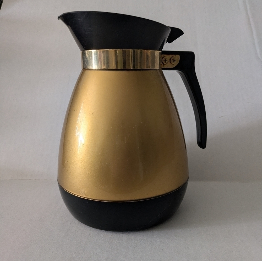 Vintage West Bend Thermo Serve Thermal Carafe gold and black